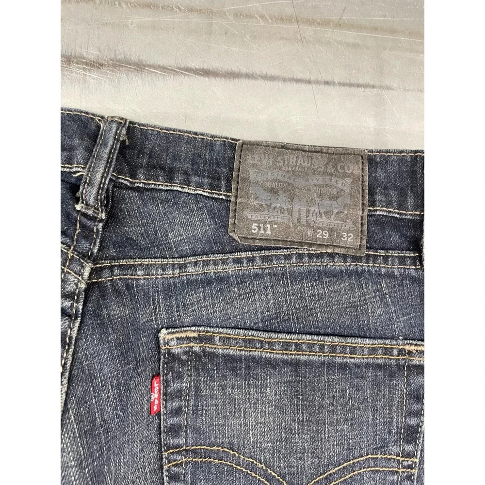 Levis 511 Jeans Mens 29X32 Blue Dark‎ Wash Denim Slim Straight Leg